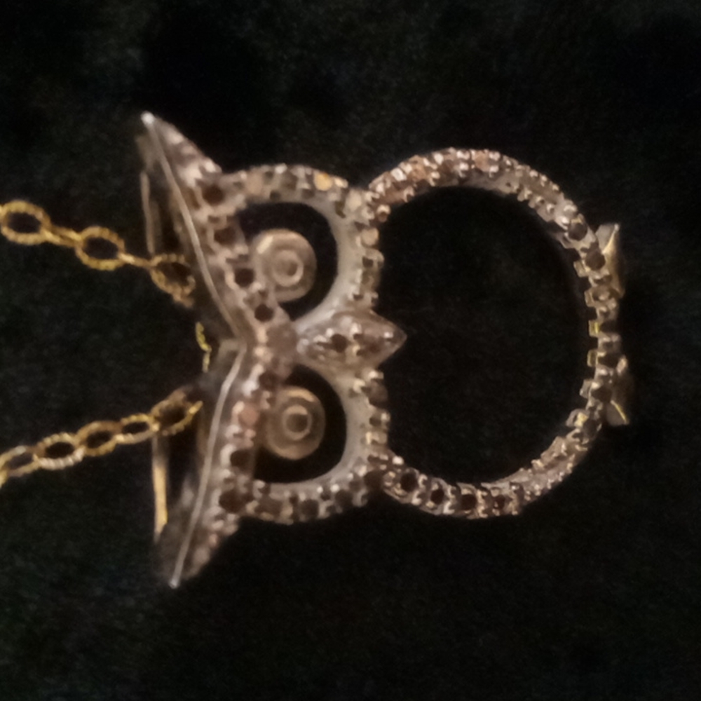 Owl pendant necklace 925 sterling vermeil. 14k gold plated.